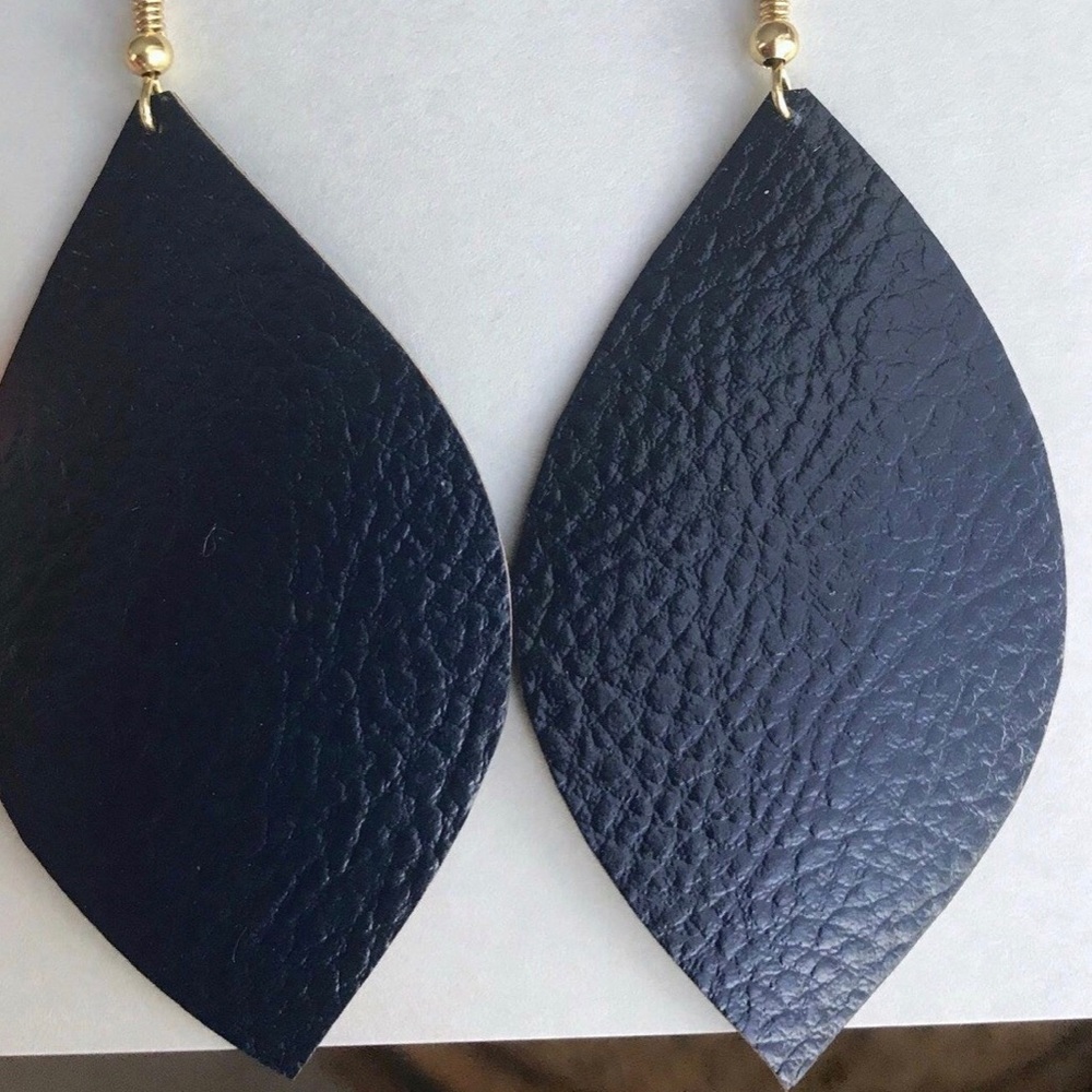 Vegan Leather Leaf Style Earrings.